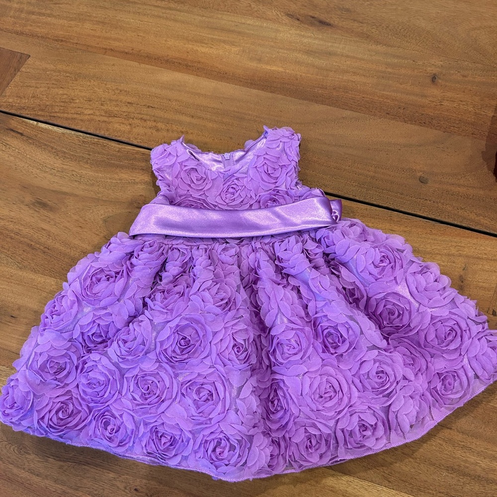 American Princess Purpal Floral Baby Dress, Formal 12M
